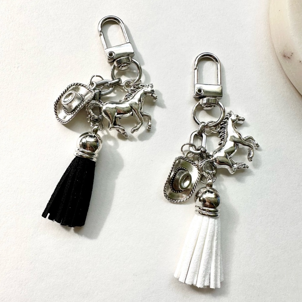 Carter Bag Charm - Silver Western Bag Charm with Fringe Tassel